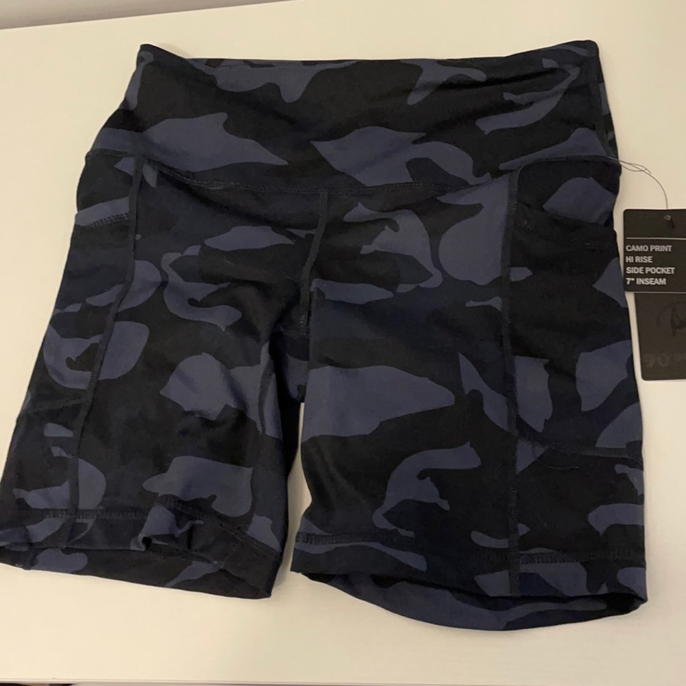 Blue camo biker shorts